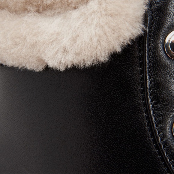 Aquatalia Alyssa shearling trim leather combat boots WEATHERPROOF size 8.5 - Picture 5 of 8